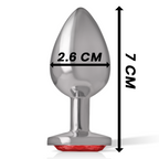 Intense - Plug Anal De Alumínio Metal Com Vidro Vermelho Tamanho S