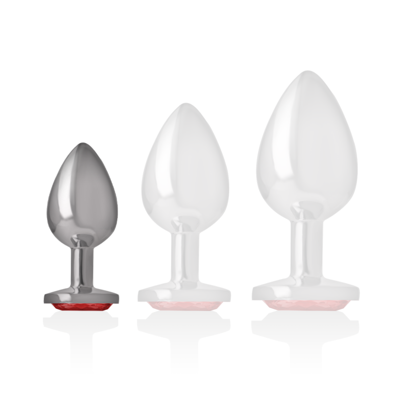 Intense - Plug Anal De Alumínio Metal Com Vidro Vermelho Tamanho S