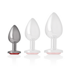 Intense - Plug Anal De Alumínio Metal Com Vidro Vermelho Tamanho S