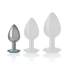 Intense - Metal Aluminum Anal Plug With Blue Glass Size S