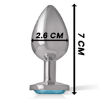 Intense - Metal Aluminum Anal Plug With Blue Glass Size S