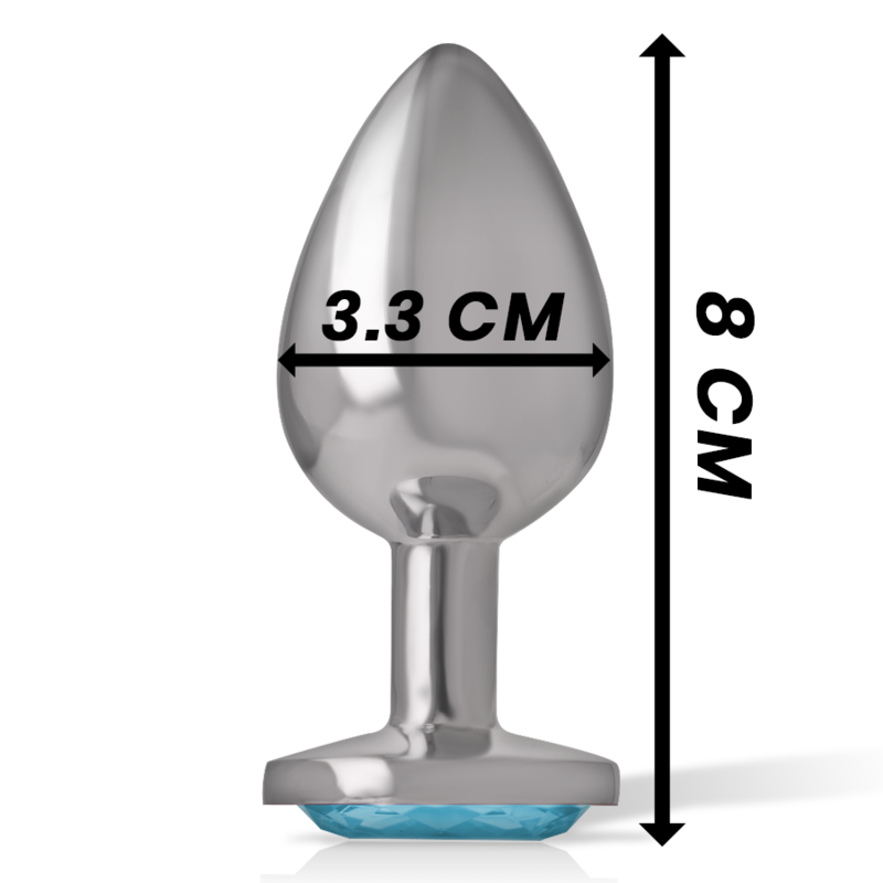 Intense - Plug Anal De Alumínio Metal Com Vidro Azul Tamanho M