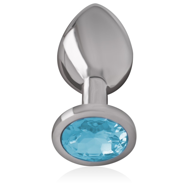Intense - Plug Anal De Alumínio Metal Com Vidro Azul Tamanho M