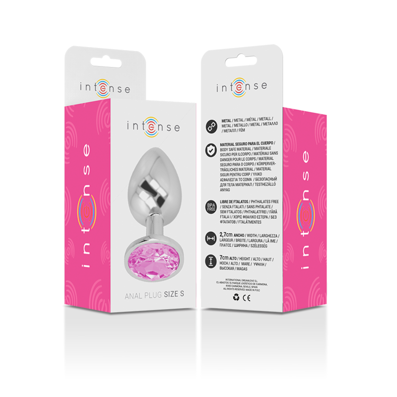 Intenso - Plug Anal De Metal De Alumínio Com Cristal Rosa Tamanho S