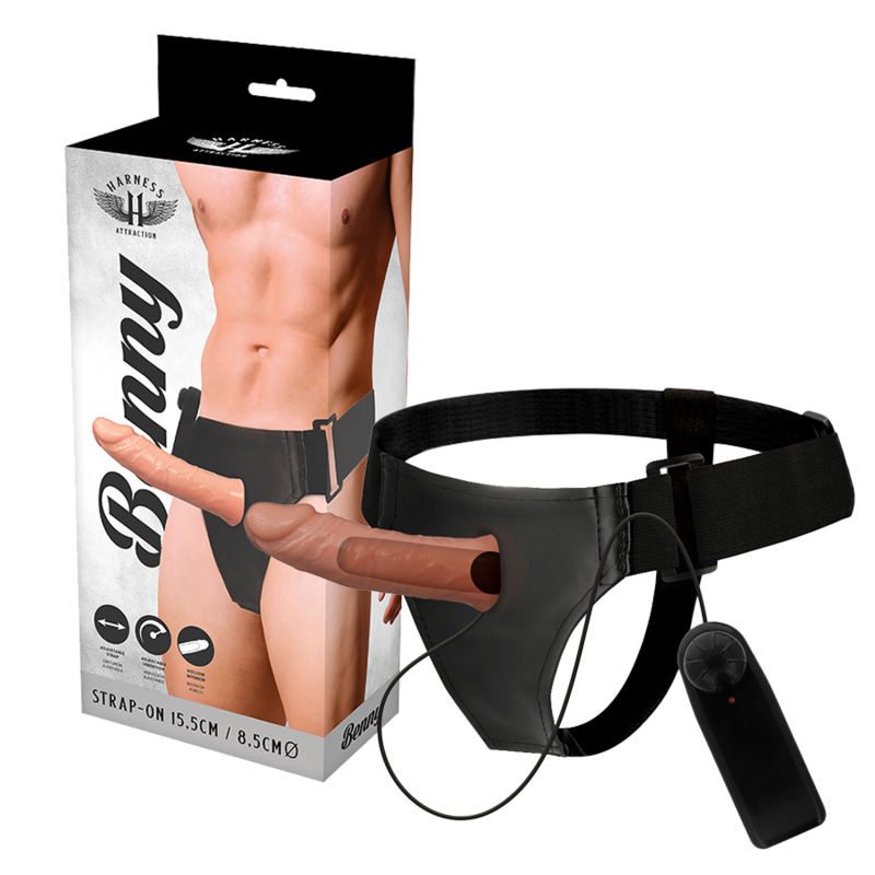Strap On Com Vibração Harness Attraction Benny 15 X 4.5 Cm