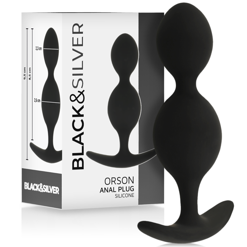 Plug Anal Black&Silver - Orson Plug Silicone 2 Anal Waves 9 Cm