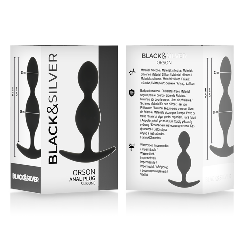 Plug Anal Black&Silver - Orson Plug Silicone 2 Anal Waves 9 Cm