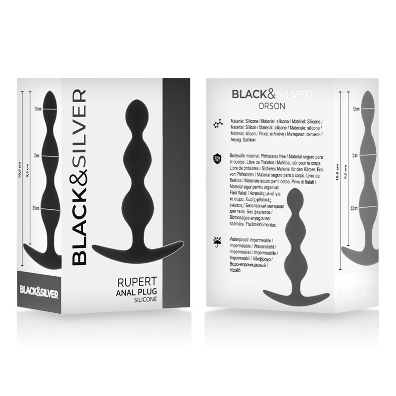 Plug Anal Black&Silver - Rupert Anal Ball Chain 10 Cm
