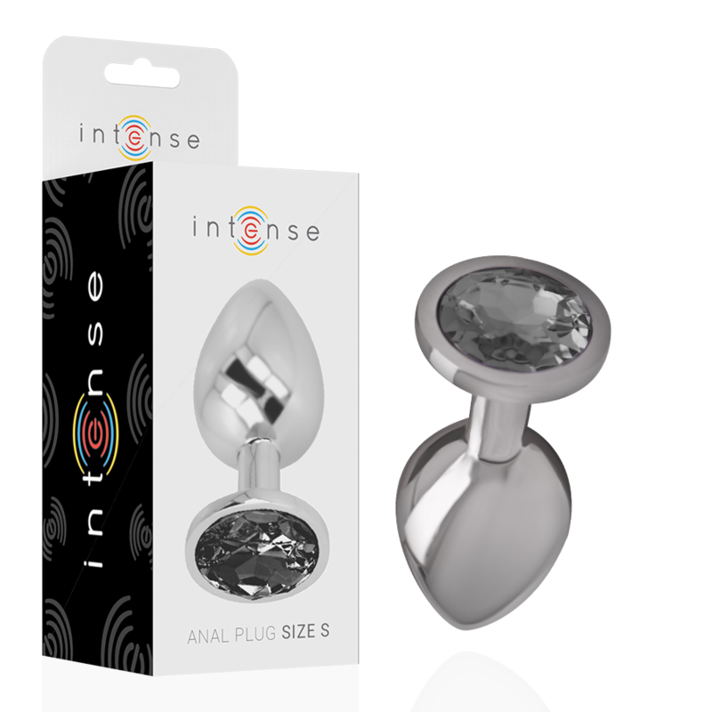 Plug Anal Intense - Metal Com Pedra Preta Size S