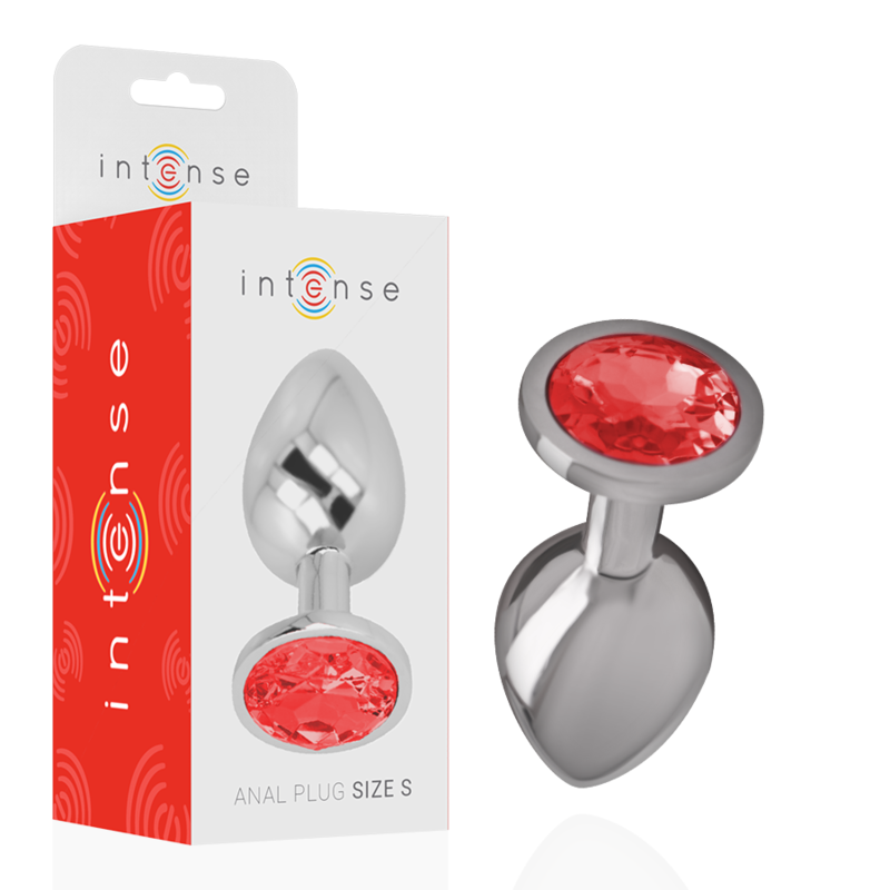 Intense - Plug Anal De Alumínio Metal Com Vidro Vermelho Tamanho S