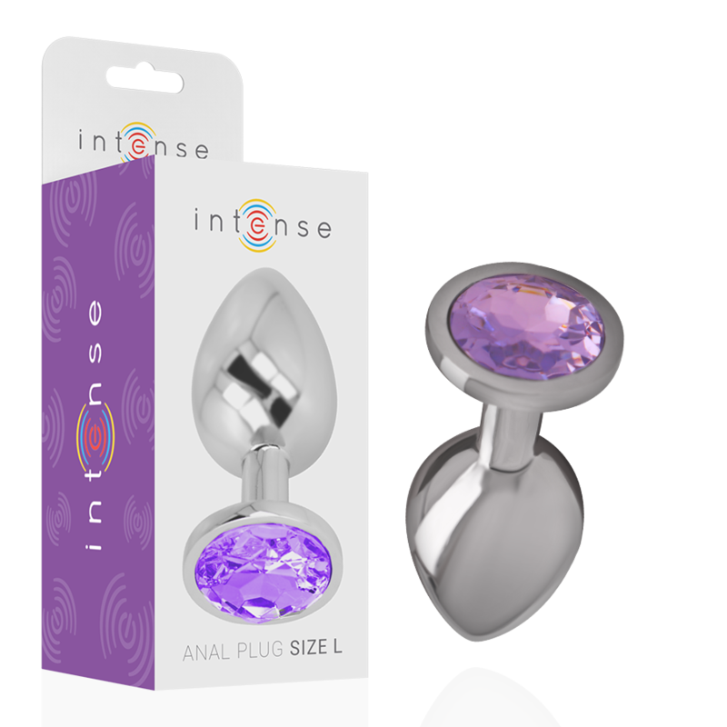 Intense - Plug Anal De Alumínio Metal Com Vidro Violeta Tamanho S
