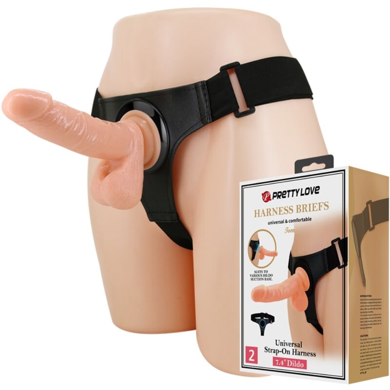 Strap On Pretty Love - Harness Universal Com Dildo Tom 20 Cm Natural
