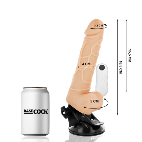 Basecock - Vibrador Realista Com Controle Remoto Cor De Pênis 18,5 Cm -O- 4Cm