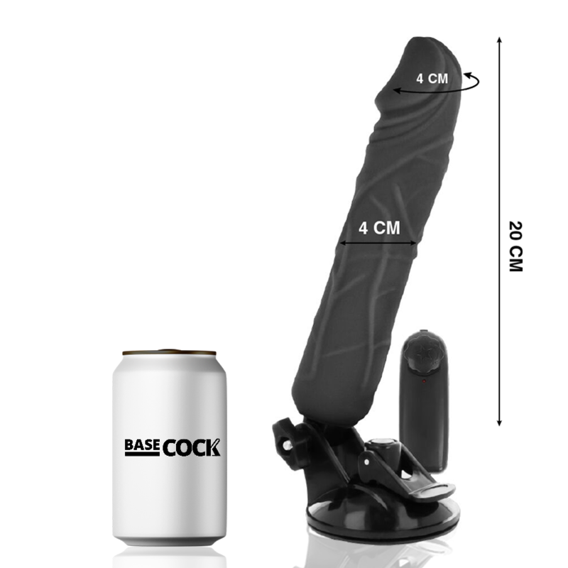 Vibrador Realistico Basecock Com Controle Remoto 20Cm Preto