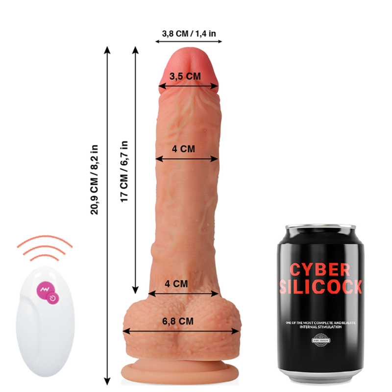 Vibrador Realistico De Silicone Com Controlo Com Efeito De Vai E Vem Master Huck