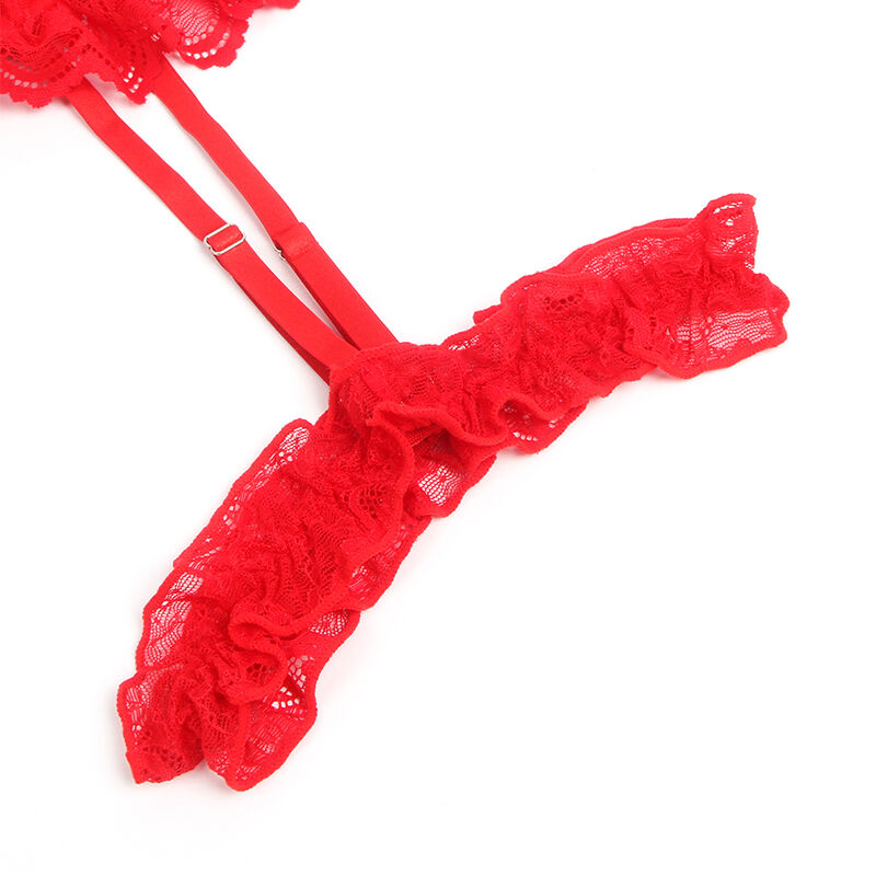 Subblime - Teddy Com Liga, Detalhes Em Renda E Listras Vermelhas Tamanho L/Xl