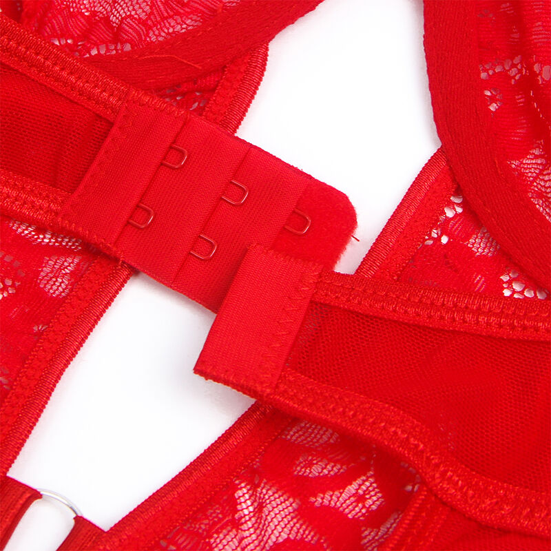 Subblime - Teddy Com Liga, Detalhes Em Renda E Listras Vermelhas Tamanho L/Xl
