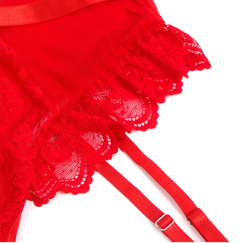 Subblime - Teddy Com Liga, Detalhes Em Renda E Listras Vermelhas Tamanho L/Xl