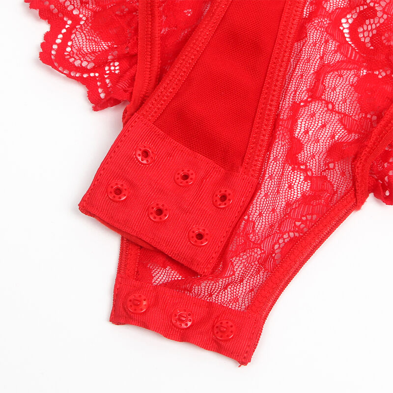 Subblime - Teddy Com Liga, Detalhes Em Renda E Listras Vermelhas Tamanho L/Xl