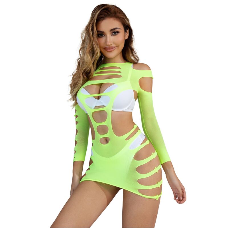 Subblime - 952280 Vestido Verde De Manga Longa Com Elástico E Rede De Arrasto Tamanho Único