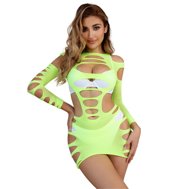 Subblime - 952280 Vestido Verde De Manga Longa Com Elástico E Rede De Arrasto Tamanho Único