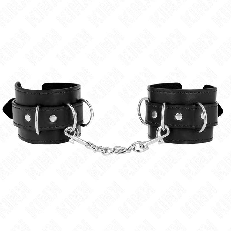 Kink - Algema De Pulso Ajustável Com 3 Anéis Em D, Preta, 17,5-25 Cm X 6 Cm