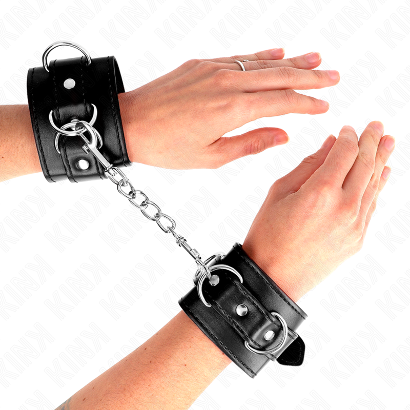 Kink - Algema De Pulso Ajustável Com 3 Anéis Em D, Preta, 17,5-25 Cm X 6 Cm