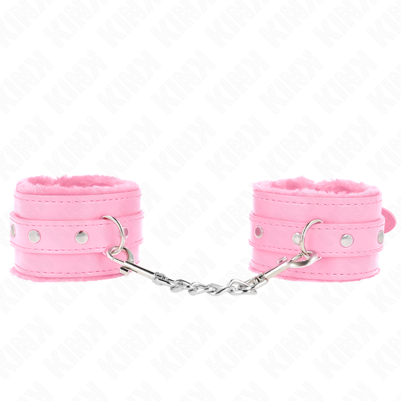 Kink - Algema De Pulso Premium Forrada Com Pele Rosa Com Cinto Rosa Ajustável