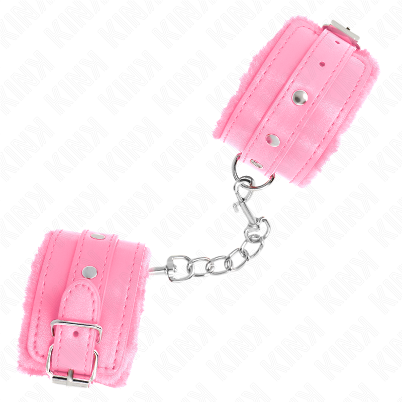 Kink - Algema De Pulso Premium Forrada Com Pele Rosa Com Cinto Rosa Ajustável