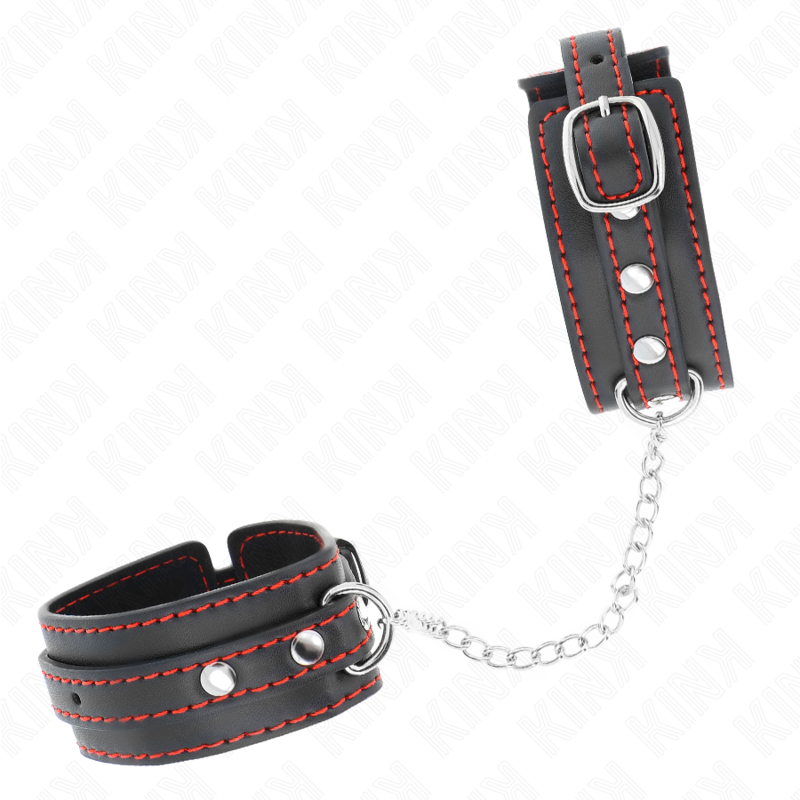 Kink - Algema De Pulso Pequena, Preta Com Forro Vermelho, Ajustável De 14 A 24 Cm X 3,5 Cm