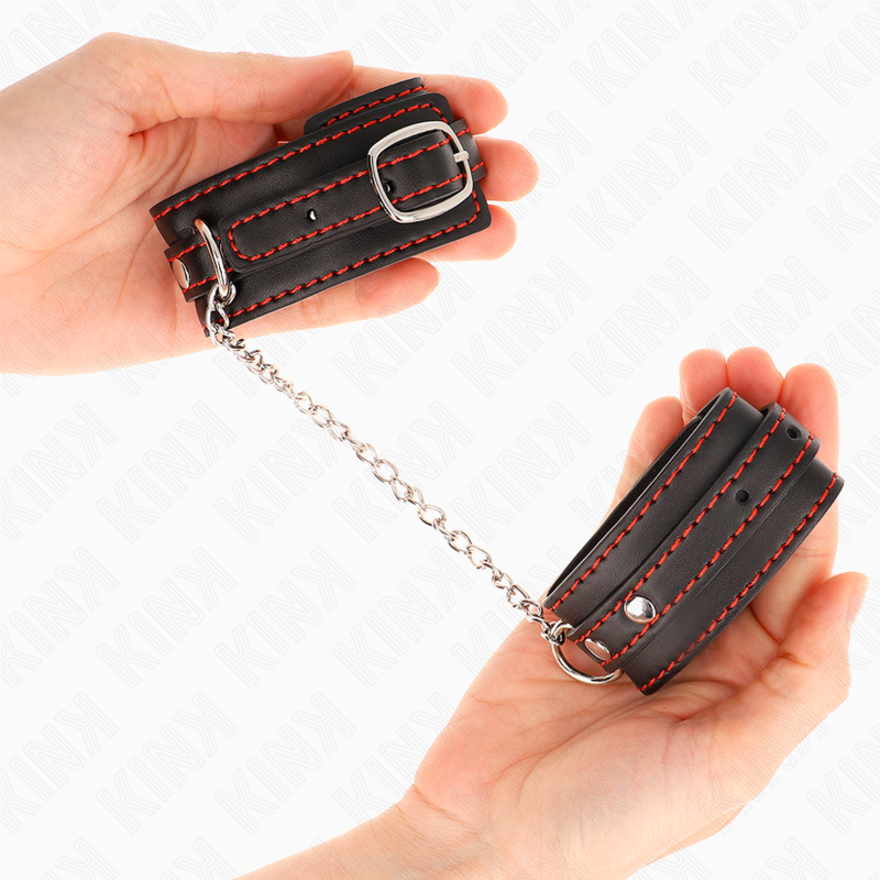 Kink - Algema De Pulso Pequena, Preta Com Forro Vermelho, Ajustável De 14 A 24 Cm X 3,5 Cm