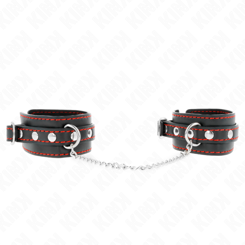 Kink - Algema De Pulso Pequena, Preta Com Forro Vermelho, Ajustável De 14 A 24 Cm X 3,5 Cm