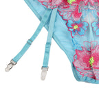 Subblime - 954109 Sutiã + Calças Com Cinto De Jarreteira Azul Desenho Floral S/M