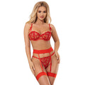 Subblime - 954338 Sutiã + Tanga + Cintos De Jarreteira Com Estampa Vermelha L/Xl