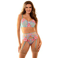 Subblime - 957643 Conjunto De Sutiã E Jarreteira Com Bordado De Flor Rosa S/M