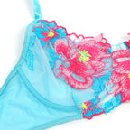 Subblime - 957643 Conjunto De Sutiã E Jarreteira Com Bordado De Flor Rosa S/M