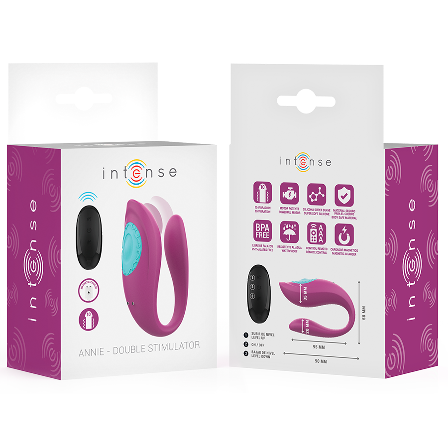 Intenso - Vibrador E Estimulador Annie Em Forma De U Controle Remoto Roxo