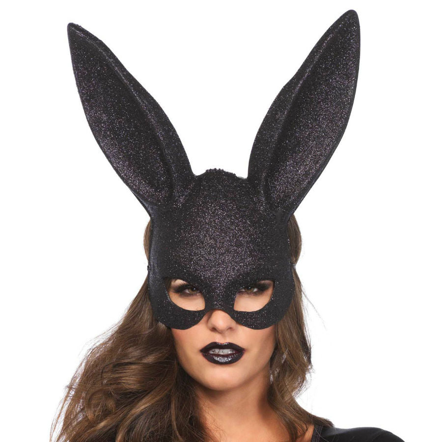 Mascara De Coelhinha Com Brilhantes Em Preto Leg Avenue