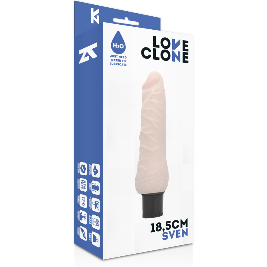 Vibrador Loveclone Sven Com Auto-Lubrificação Dong 18,5 Cm
