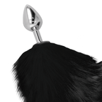 Darkness Black Tail Butt Plug Silver 8Cm