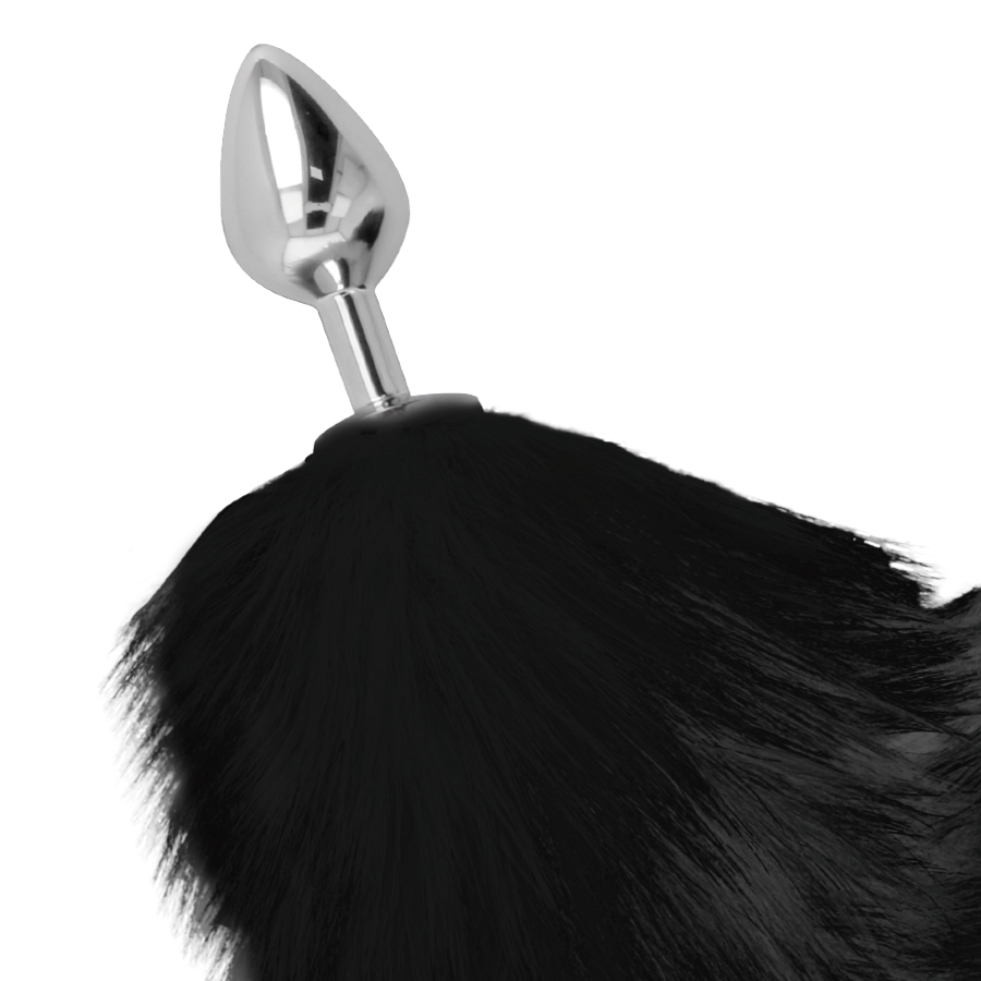 Darkness Black Tail Butt Plug Silver 8Cm