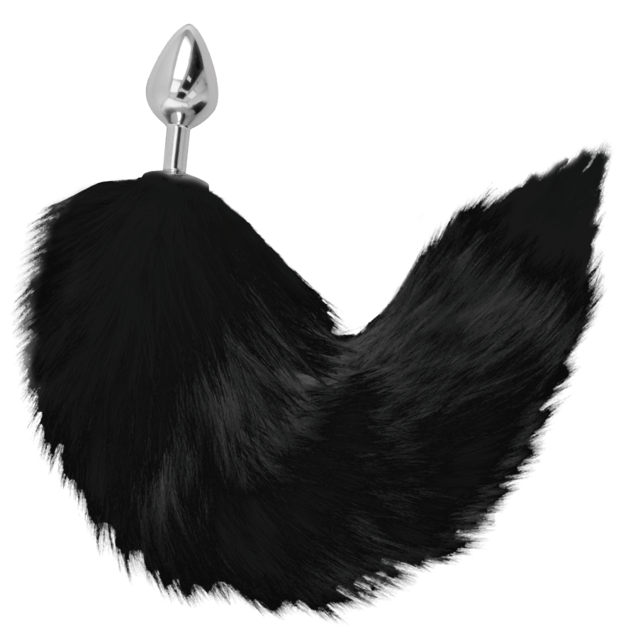 Darkness Black Tail Butt Plug Silver 8Cm