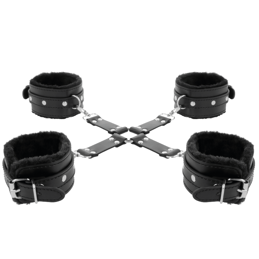 Kit Bondagem Algemas Em Cruz Darkness Hogtie Set Black