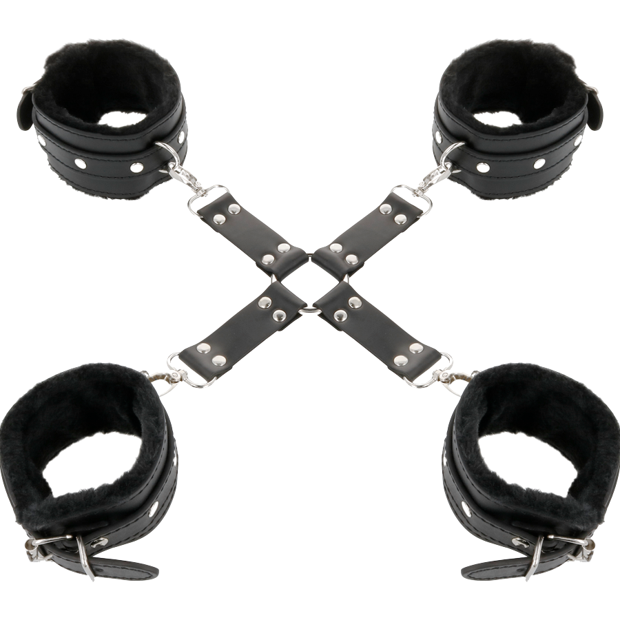 Kit Bondagem Algemas Em Cruz Darkness Hogtie Set Black
