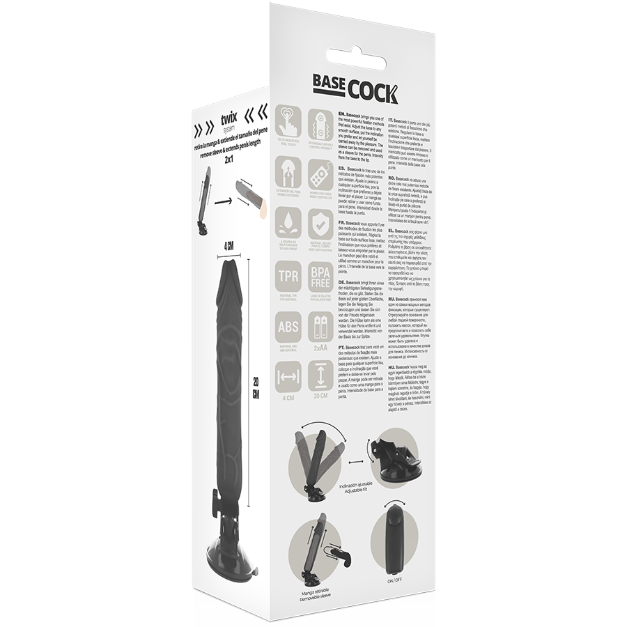 Vibrador Realistico Basecock Com Controle Remoto 20Cm Preto