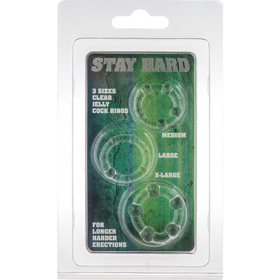 Kit 3 Anéis Penianos Transparentes Stay Hard Sevencreations