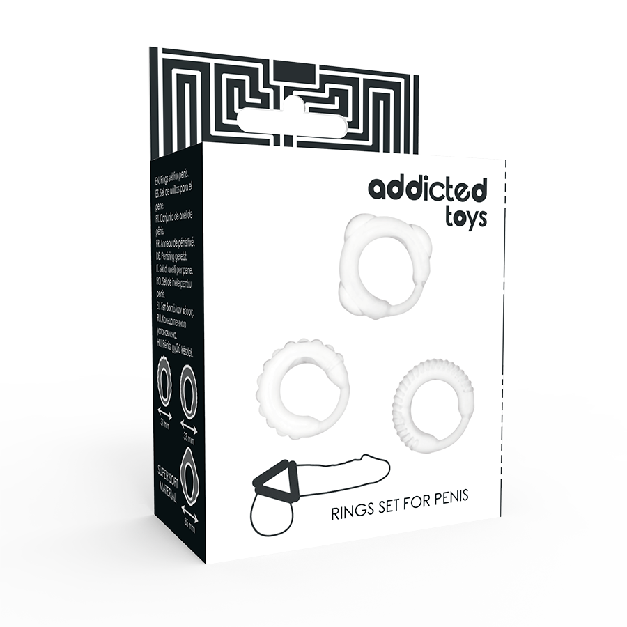 Kit 3 Aneis Penianos Addicted Toys C-Ring Set Claro