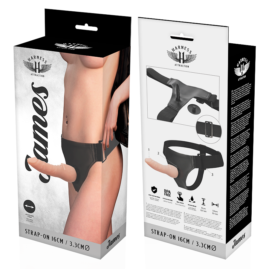 Strap On Harness Attraction James Flesh 16 X 3.3Cm