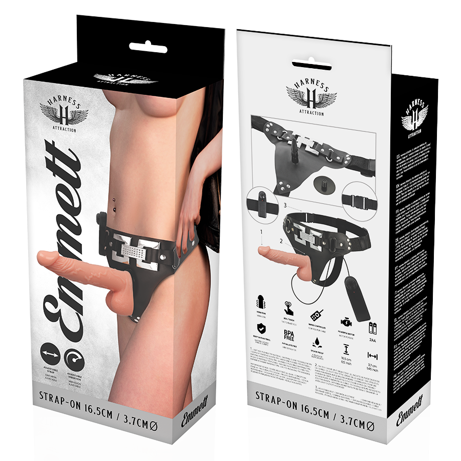 Strap On Harness Attraction Emmett Deluxe Flesh 16.5 X 3.7Cm