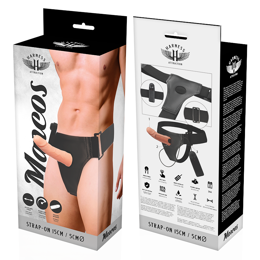 Strap On Com Vibração Harness Attraction Marcos Oco 15 X 5 Cm